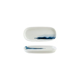 Bonna China Blue Wave 8.5" x 4" x h:0.75" Oval Decorated Porcelain Platter (Set of 2)